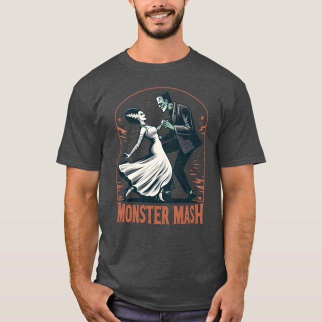 Vintagen Monster Mash Retro T Shirt (Framsida)