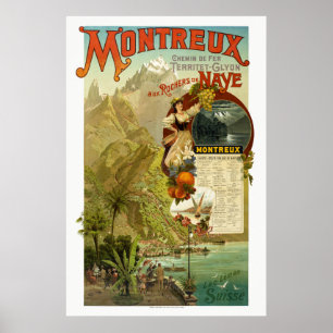 Vintagen Montreux Swiss Railroad Poster