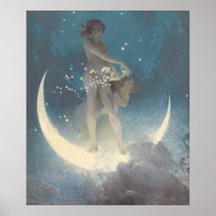vintagen mor Måne Poster