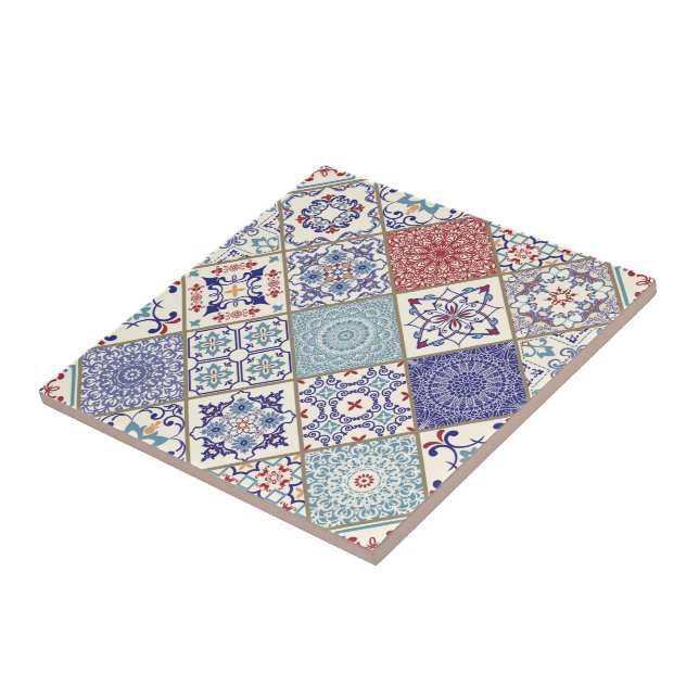 Vintagen Moroccan Mosaic Kakelplatta (Sidan)
