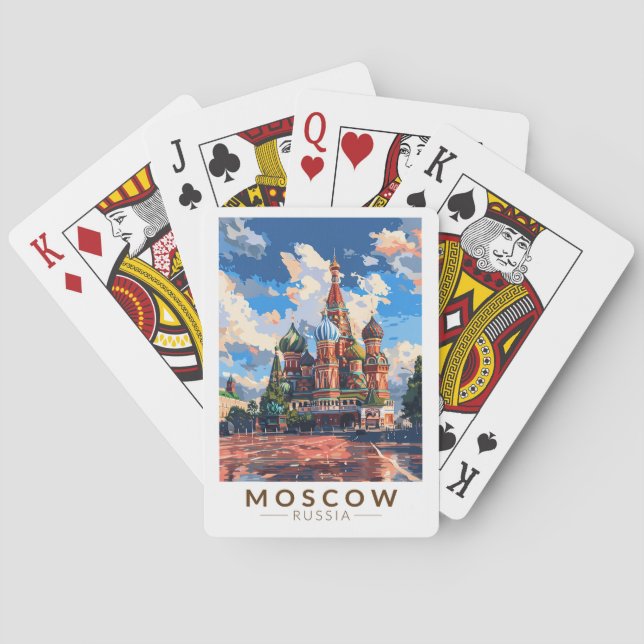 Vintagen Moskva: Red Square Travel Art Casinokort (Baksidan)