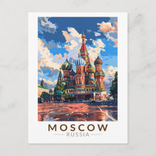 Vintagen Moskva: Red Square Travel Art Vykort