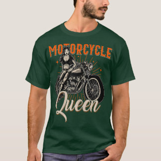 Vintagen Motorcykel Queen Biker Girl Motorbi T Shirt
