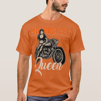 Vintagen Motorcykel Queen Biker Girl  Motorbi T Shirt