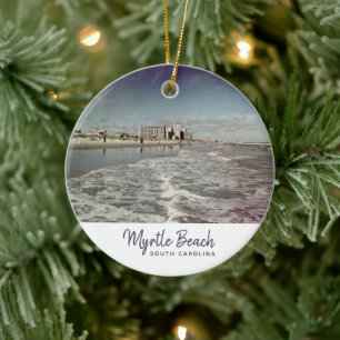 Vintagen Myrtle Beach South Carolina Julgransprydnad Keramik