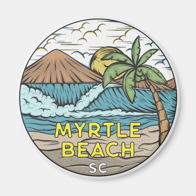 Vintagen Myrtle Beach South Carolina Magnet (Framsidan)