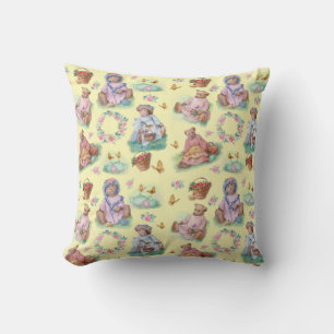 Vintagen nalle Tid - pastellisering Kudde