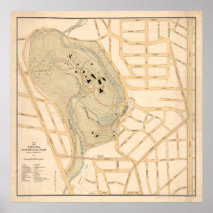 Vintagen National Zoological ZOO Karta (1914) Poster
