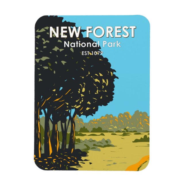 Vintagen New Forest National Park England Magnet (Vertikal)