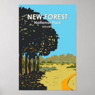 Vintagen New Forest National Park England Poster