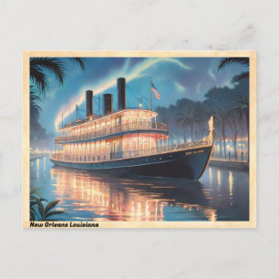 Vintagen New Orleans Louisiana River Boat Vykort