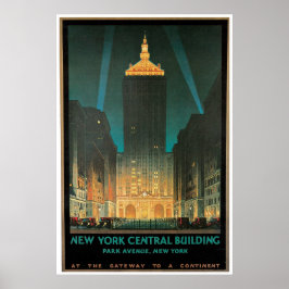 vintagen "New York Central Byggnad" Poster