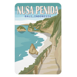 Vintagen Nusa Penida Beach Bali Indonesia Magnet