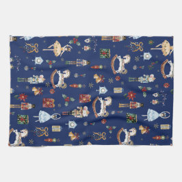 Vintagen Nutcracker-julbalken, marinblått Kökshandduk