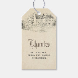 Vintagen Old Castle Fairytale Bröllop Presentetikett