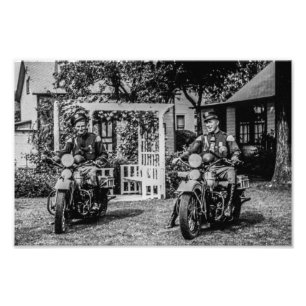 Vintagen old school motorcykelbussar fototryck