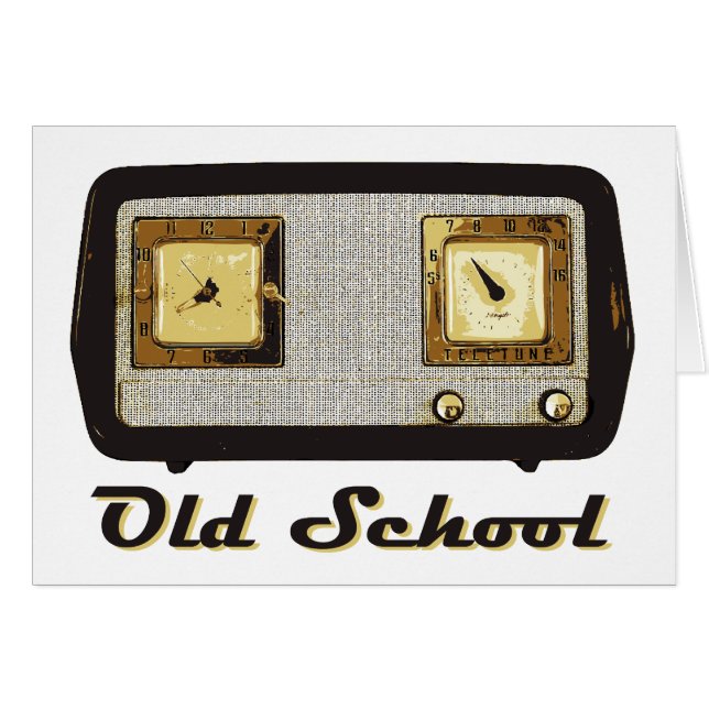Vintagen old school Radio Retro  Hälsningskort (Framsidan Horizontal)