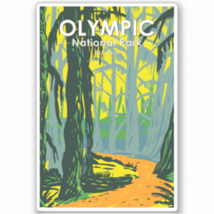 Vintagen Olympic National Park Hoh Rainforest Klistermärken