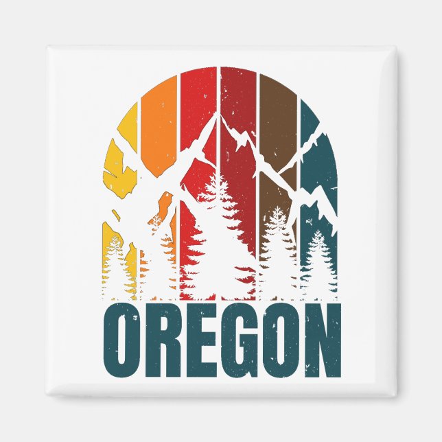Vintagen Oregon Mountains Retro Magnet (Framsidan)