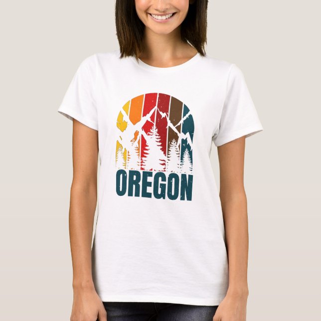 Vintagen Oregon Mountains Retro T Shirt (Framsida)