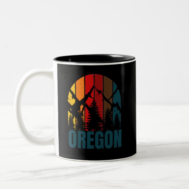 Vintagen Oregon Mountains Retro Två-Tonad Mugg (Vänster)