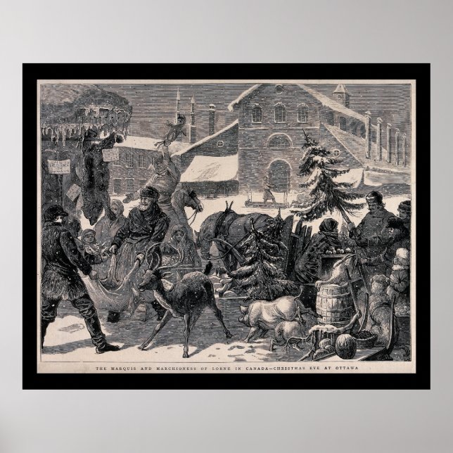 Vintagen Ottawa Canada på Kväll-gatan Poster (Framsidan)