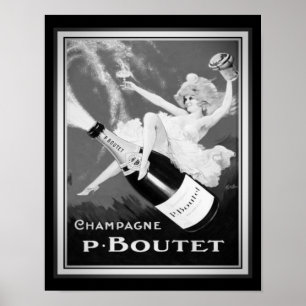 vintagen "P. Boutet" Champagne Ad Poster