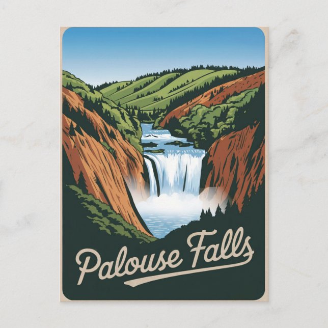 Vintagen Palouse Falls Vykort (Framsida)