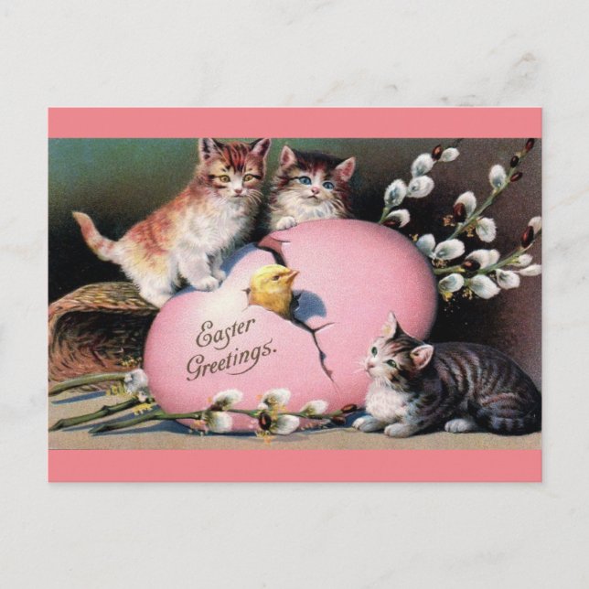 Vintagen påsk Hälsning konst Vykort (Framsida)