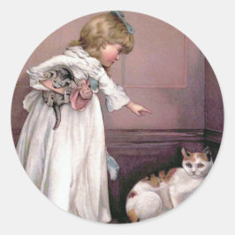 vintagen "Passar i hörnet" - illustration Runt Klistermärke