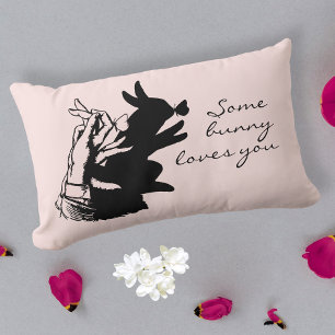 Vintagen Pastel Rosa Black i Bunny Pun Roligt Retr Lumbarkudde