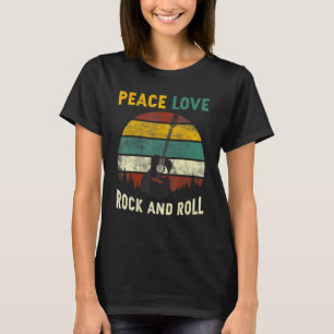 Vintagen Peace Kärlek Rock and roll Guitar Retro T Shirt