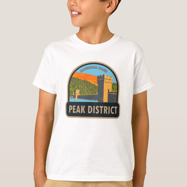 Vintagen Peak District National Park England T Shirt (Framsida)