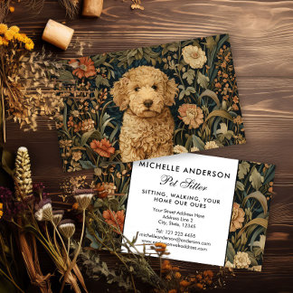 Vintagen Pet Sitter Goldendoodle Puppy Elegant  Visitkort