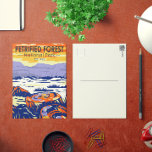 Vintagen "Petrified Forest National Park Arizona" Vykort<br><div class="desc">Petrified Forest vector-design. Parken ligger i nordöstra Arizona och har stora avlagringar av petrifierat trä.</div>