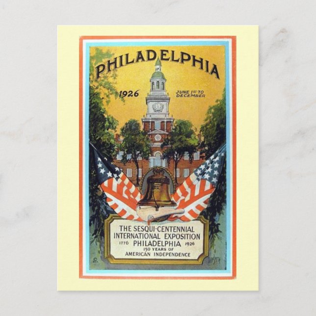 Vintagen Philadelphia Exposition 1926 Vykort (Framsida)