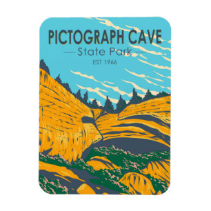 Vintagen Pictogratograph Cave State Park Montana Magnet