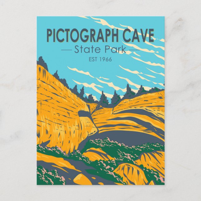 Vintagen Pictogratograph Cave State Park Montana Vykort (Framsida)