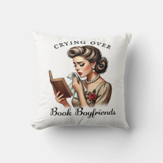 Vintagen Pillow för Bookish Gråter över Bok Boykom Kudde