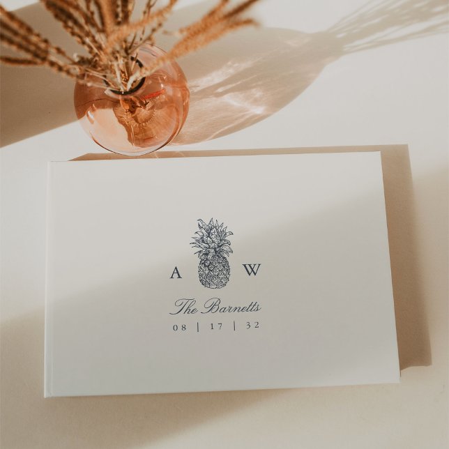 Vintagen Pineapple Bröllop Monogram Gästböcker (Skapare uppladdad)