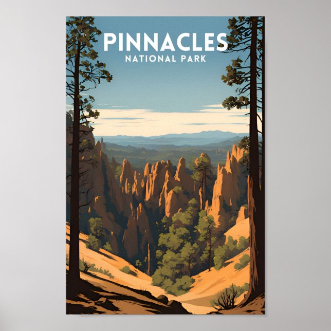 Vintagen Pinnacles nationalpark Poster (Framsidan)