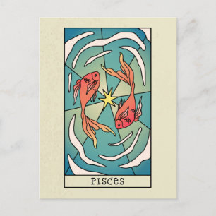 Vintagen Pisces Zodiac Sign Abstrakt Art Vykort