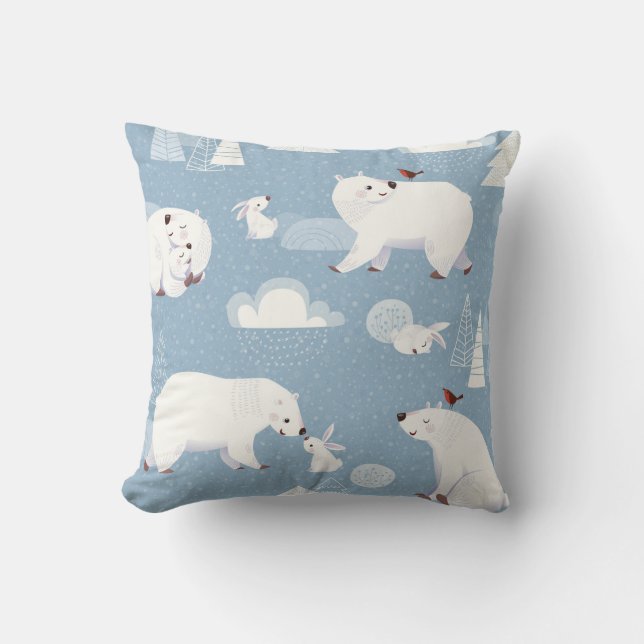 Vintagen polar Bears Winter Kudde (Framsida)