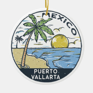 Vintagen Puerto Vallarta Mexico Julgransprydnad Keramik