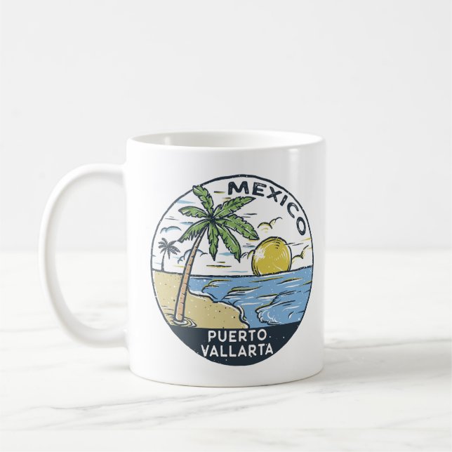 Vintagen Puerto Vallarta Mexico Kaffemugg (Vänster)