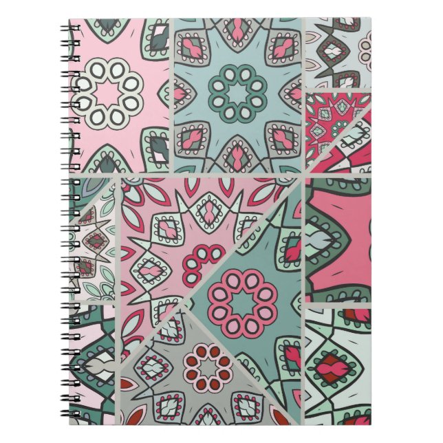 Vintagen Quilt för indiska arabiska lappverk Anteckningsbok (Framsidan)