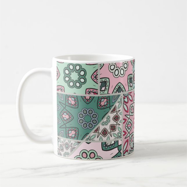 Vintagen Quilt för indiska arabiska lappverk Kaffemugg (Vänster)