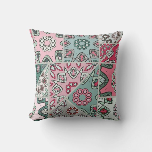 Vintagen Quilt för indiska arabiska lappverk Kudde (Framsida)