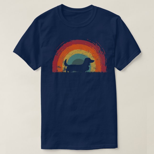 Vintagen Rainbow Hund Manar T Shirt (Design framsida)
