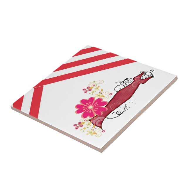 Vintagen Rand Red & White Rand Kakelplatta (Sidan)